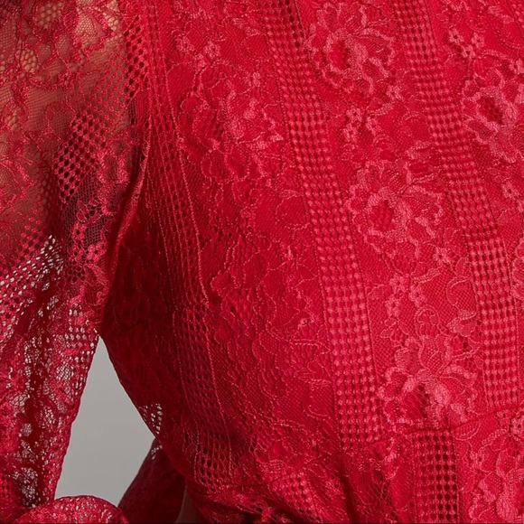 NWT! Anthropologie Maeve Dress Raspberry Open-Back Lace Size 4 - Picture 5 of 12